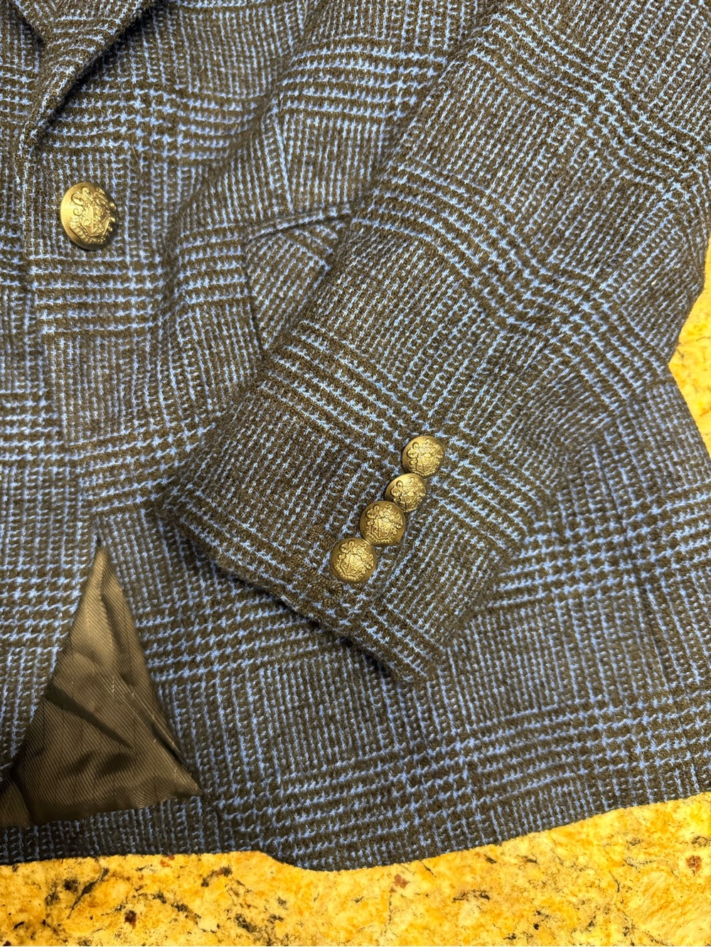 Veronica Beard Cutaway Dickey Blazer Jacket Blue Glen Plaid Size 2 - Picture 3 of 6